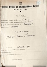 22/07/1940. S’inicien les Diligències Prèvies de l’expedient núm. 3869 del Tribunal Regional de Responsabilidades Políticas de Barcelona (TRRP) contra  Antoni Esteve Subirana