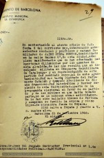 21/11/1940. Informe de l’Ajuntament de Barcelona